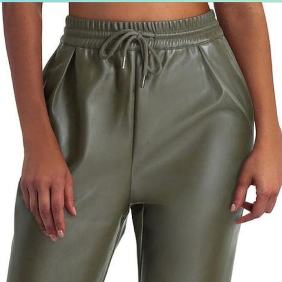 H by Halston medium green faux leather joggers NWT - Picture 2 of 5